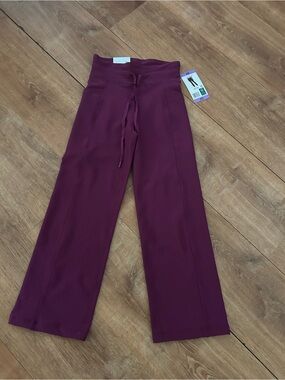 Kids Wide-Leg Drawstring Leggings in Plum